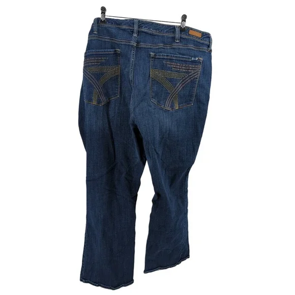 EUC Seven7 Boot Blue Cotton Blend Jeans Womens Size 28 - Picture 2 of 5